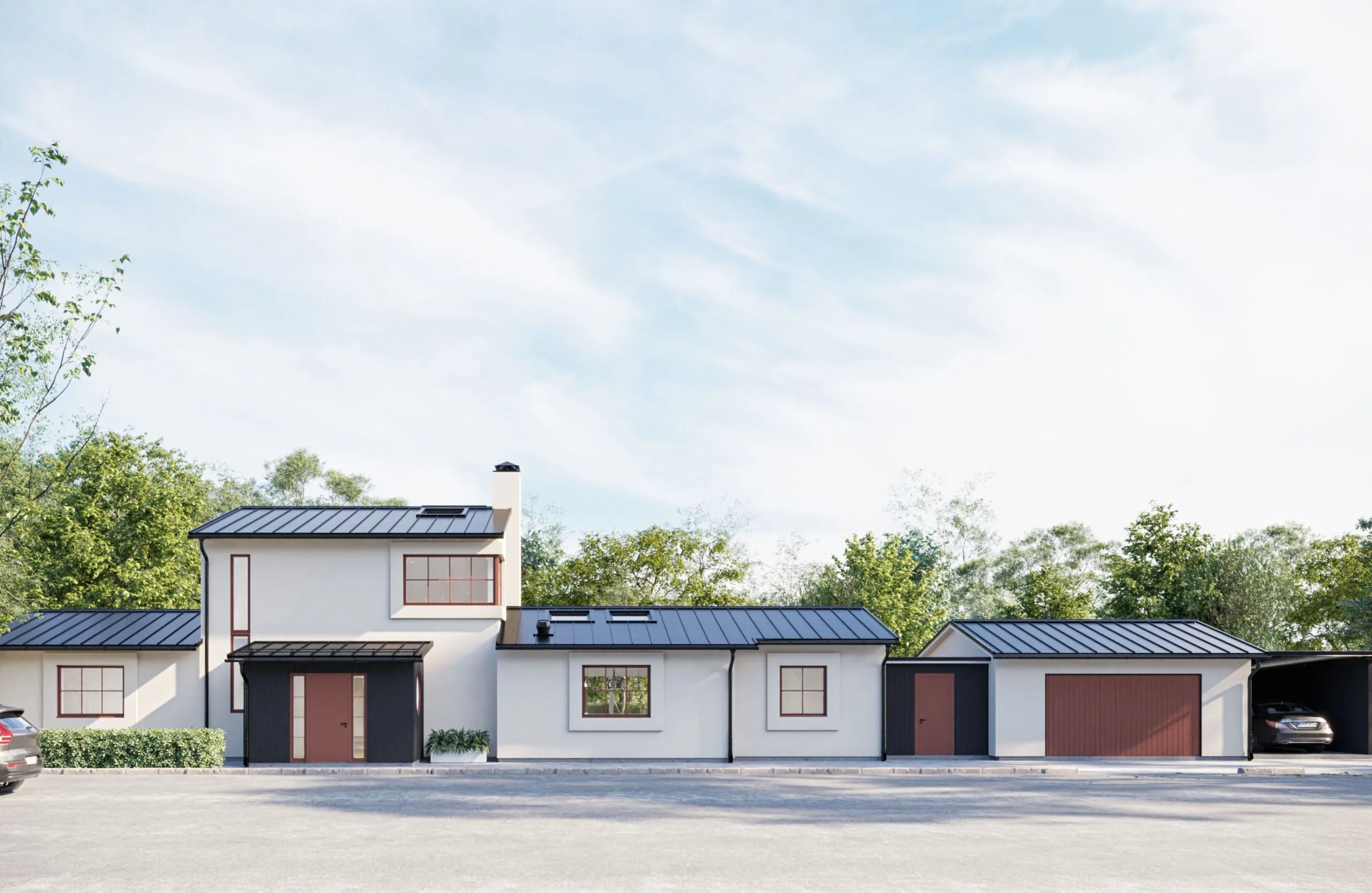 Vita stenhus med garage. Vita stenhus med garage.